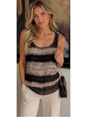 Authentic Icon M Tie-Dye Tank Top in Black and Beige